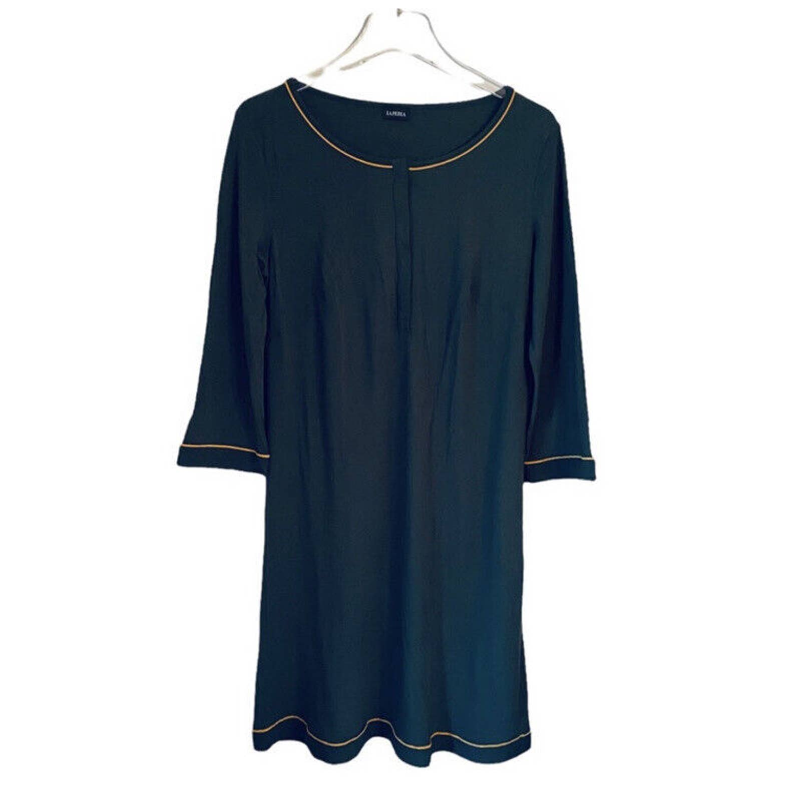 La Perla Viscose Short Night Gown 3/4 Sleeve Dark Green Women Size Medium